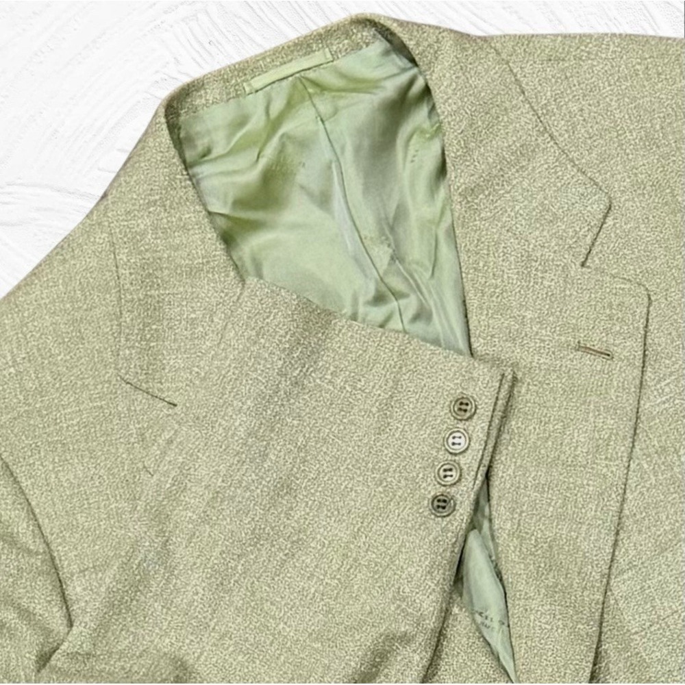 Kiton Napoli Sage Green Wool Linen Sport Coat Blazer US 48L 3 Roll 2 Italy